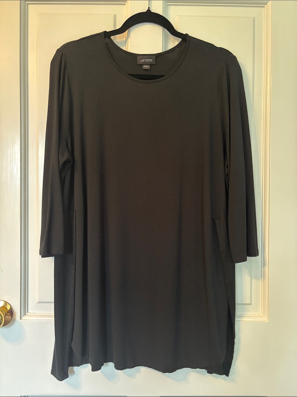 J. Jill Black Long-Sleeve Crewneck Tunic Tulip Hem